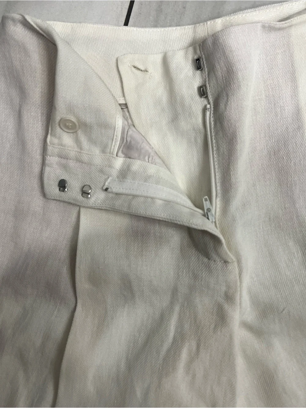 Zara White Linen Pants Resort High Waisted Luxury Wide Leg Boho Retail $109